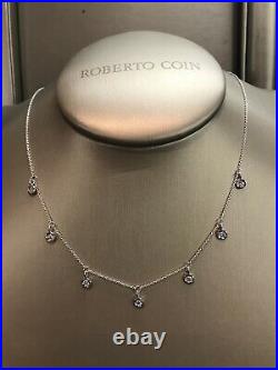 Roberto Coin 18k White Gold Chain 7-station Diamond Dangle Necklace