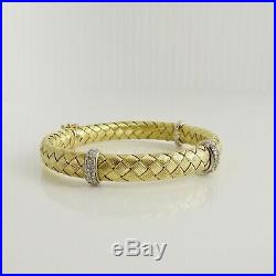 Roberto Coin 18k Yellow Gold 1.46tcw Silk Weave Diamond Station Bracelet