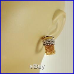 Roberto Coin 18k Yellow Gold. 60tcw 4-row Diamond Silk Weave Earrings