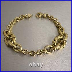 Roberto Coin 18k Yellow Gold Hollow Oval Cable Link Chain Bracelet 7 11.4g