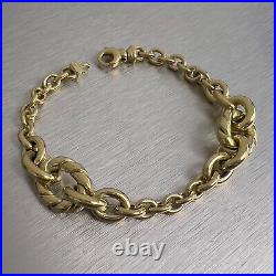 Roberto Coin 18k Yellow Gold Hollow Oval Cable Link Chain Bracelet 7 11.4g