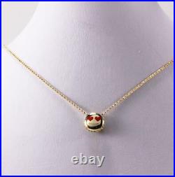 Roberto Coin 18k Yellow Gold Red Enamel Falling In Love Emoji Necklace Pendant