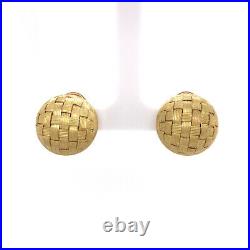 Roberto Coin 18k Yellow Gold Silk Basket Weave Dome Post Clip Earrings