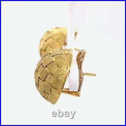 Roberto Coin 18k Yellow Gold Silk Basket Weave Dome Post Clip Earrings