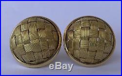 Roberto Coin 18k Yellow Gold Silk Basket Weave Dome Post Omega Back Earrings