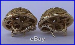 Roberto Coin 18k Yellow Gold Silk Basket Weave Dome Post Omega Back Earrings