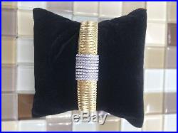Roberto Coin 18k Yellow Gold Silk Weave 8 Row Pave Diamond Bracelet 7 L, 23.7G