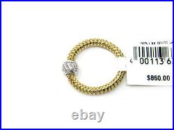 Roberto Coin 18k Yellow Gold Size 7 Flex Band Ring with Diamonds NWT