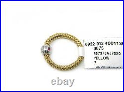 Roberto Coin 18k Yellow Gold Size 7 Flex Band Ring with Diamonds NWT