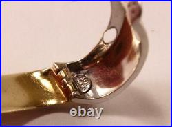 Roberto Coin 18k Yellow White Gold Diamond Oval Slanted 1.22 Inch Hoop Earrings