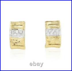 Roberto Coin 18k yellow gold and white gold elephant half hoop Diamond Earrings