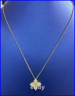 Roberto Coin 18kt yellow gold Princess Flower diamond pendant necklace New