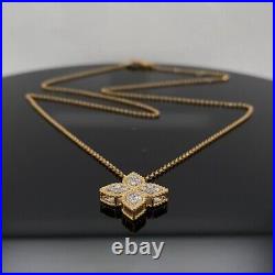 Roberto Coin 18kt yellow gold Princess Flower diamond pendant necklace New