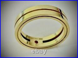 Roberto Coin 2 Row Portofino Band withRUBY 18k Yellow Gold 5mm 6 GRAMS SIZE 6 1/2