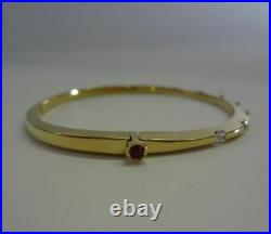 Roberto Coin Classica Parisienne 18k Gold Ruby 7 tension Diamond Bracelet bangle