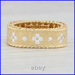 Roberto Coin Fleur De Lis Diamond Princess Satin Ring 18k Gold Size 6.5