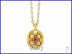 Roberto Coin Granada Diamond and Ruby Locket Pendant with Chain, 18k Yellow Gold