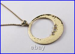 Roberto Coin Martellato 18k Yellow Gold Hammered Texture With Diamond Necklace