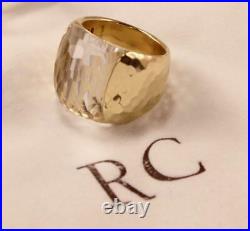 Roberto Coin Martellato 18k Yellow Gold With Clear Quartz Domed Ring Size 7.5
