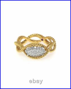 Roberto Coin New Barocco 18k Yellow Gold Diamond 0.24ct Ring Sz6.5 7771346AJ65X