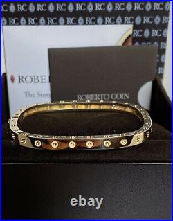Roberto Coin Pois Moi 18k Yellow Gold Diamond Bangle Bracelet 18K Mint Medium