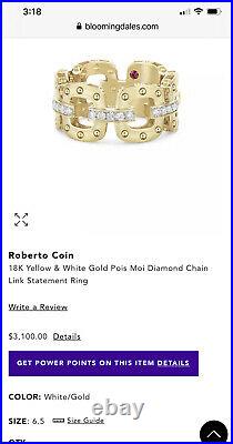 Roberto Coin Pois Moi Luna Diamond 18k Yellow Gold 0.35ct Ring Sz 7.75 NWT $3180