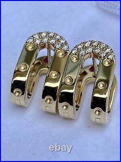 Roberto Coin Pois Moi Symphony Diamond Hoop Earrings 18K Yellow Gold New Tags