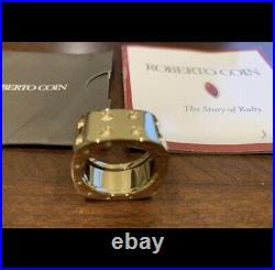 Roberto Coin Pois Moi Wide Solid Yellow Gold Band Ring, 13.6 gr