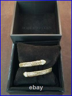 Roberto Coin Primavera 18K Yellow Gold Diamond Flexible Snake Cuff Bracelet