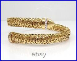 Roberto Coin Primavera 18K Yellow Gold Diamond Flexible Snake Cuff Bracelet LHK2