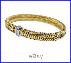 Roberto Coin Primavera 18k Gold Diamond Bangle Bracelet