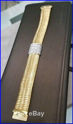 Roberto Coin Primavera Diamond 18k Yellow Gold Weave Mesh Bracelet 31gr 15mm