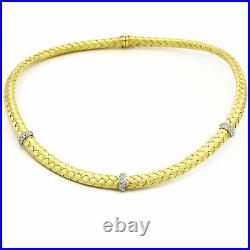 Roberto Coin Silk Woven Diamond 18k Yellow Gold Choker Necklace