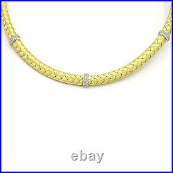 Roberto Coin Silk Woven Diamond 18k Yellow Gold Choker Necklace