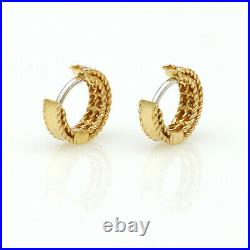 Roberto Coin Symphony Braided Diamond 18K Yellow Gold Huggie Hoop Earrings