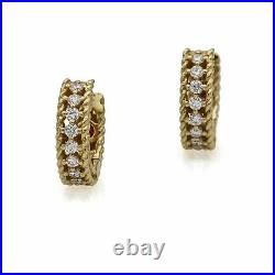 Roberto Coin Symphony Princess Diamond Hoop Earrings 18K White and Yellow Gold