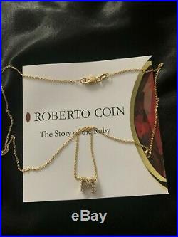 Roberto Coin Tiny Treasure 18k Gold Diamond Letter M Initial Necklace