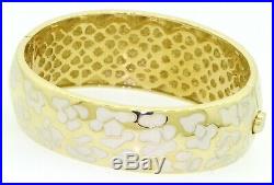 Roberto Coin heavy 18K gold beautiful floral enamel hinged bangle bracelet