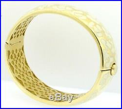 Roberto Coin heavy 18K gold beautiful floral enamel hinged bangle bracelet