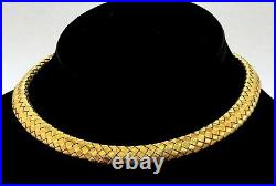 Roberto Coin heavy 18K yellow gold woven choker necklace with sapphire clasp
