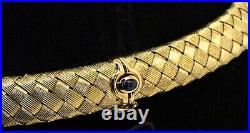Roberto Coin heavy 18K yellow gold woven choker necklace with sapphire clasp