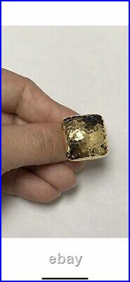 Roberto Coin matellato 18k yellow gold hammered squarering size 7