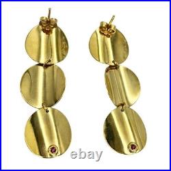 Roberto coin, 18 karat yellow gold triple disc drop earrings