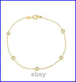 Roberto coin yellow gold diamond bracelet featuring 5 round diamonds