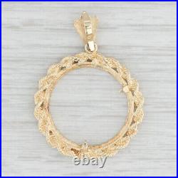 Rope Bezel Coin Holder Pendant 14k Yellow Gold for 1/4oz Gold Eagle 22mm Coin