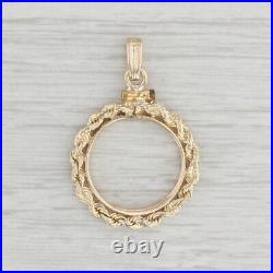 Rope Frame Coin Holder Bezel Pendant 14k Yellow Gold Fits 16mm coin