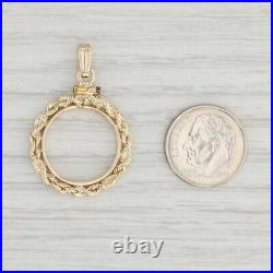 Rope Frame Coin Holder Bezel Pendant 14k Yellow Gold Fits 16mm coin