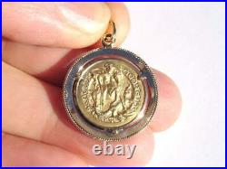 SAINT GEORGE slaying the DRAGON COIN Pendant SOLID 18k GOLD engravable
