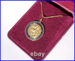 SAINT GEORGE slaying the DRAGON COIN Pendant SOLID 18k GOLD engravable