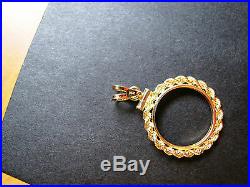 SOLID 14K GOLD ROPE COIN BEZEL for 1/4 Oz Gold American Eagle COIN NOT INCLUDED